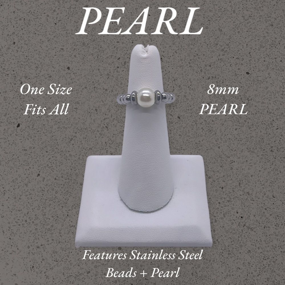 NWT Wool + Pepper Co. Pearl & Stainless Steel Ring